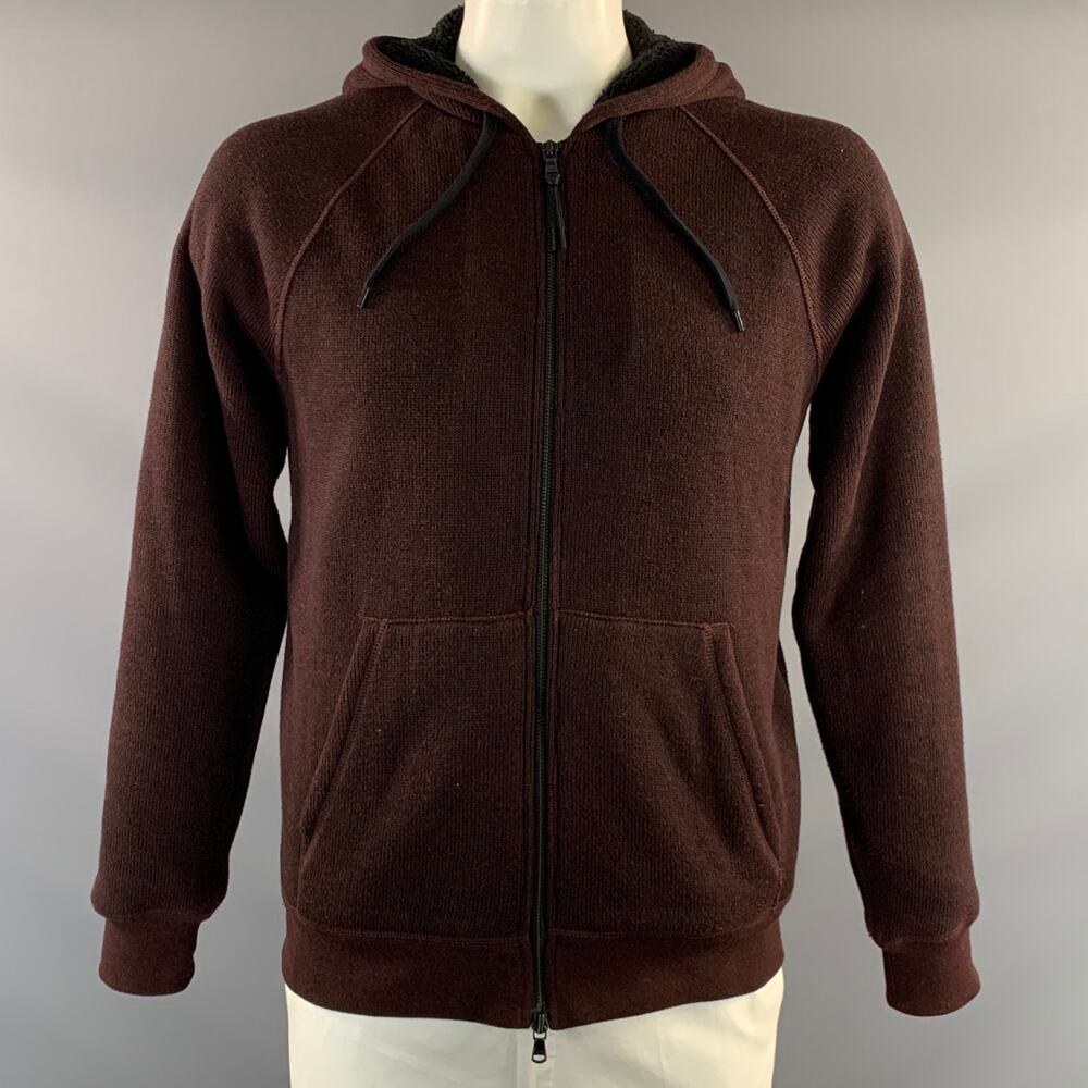 JOHN VARVATOS * U.S.A. Size L Burgundy Black Cotton & Polyamide Hooded Jacket